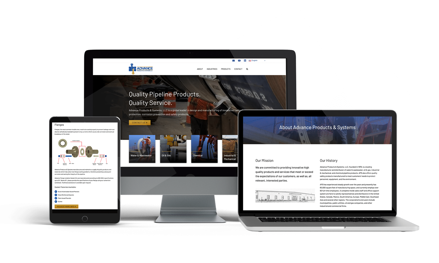 Advance Products Systems Responsive Mockup