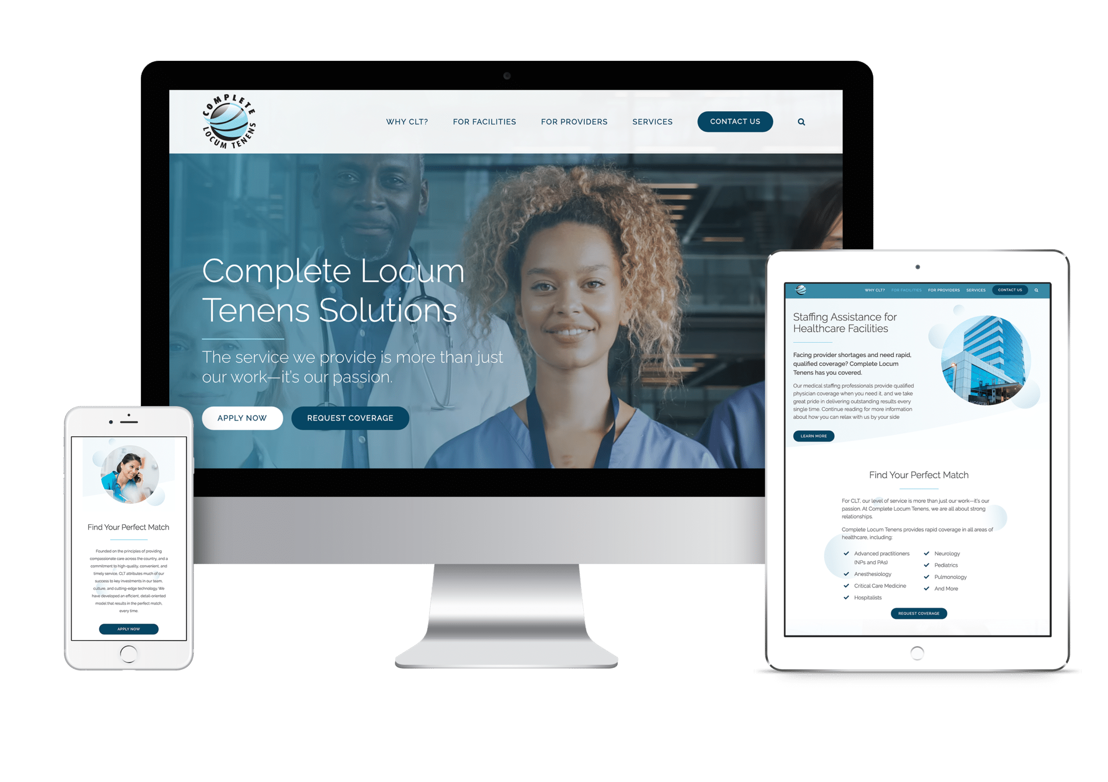 CLT website design screens