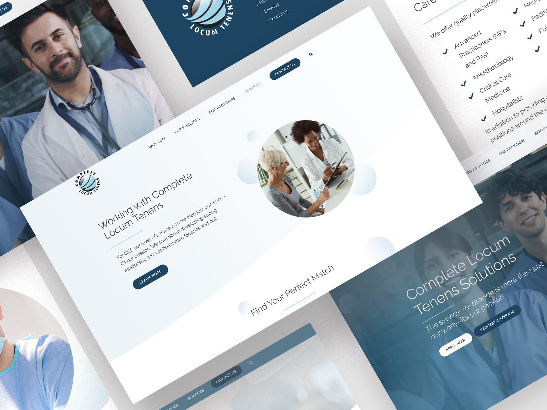 CLT website design screens