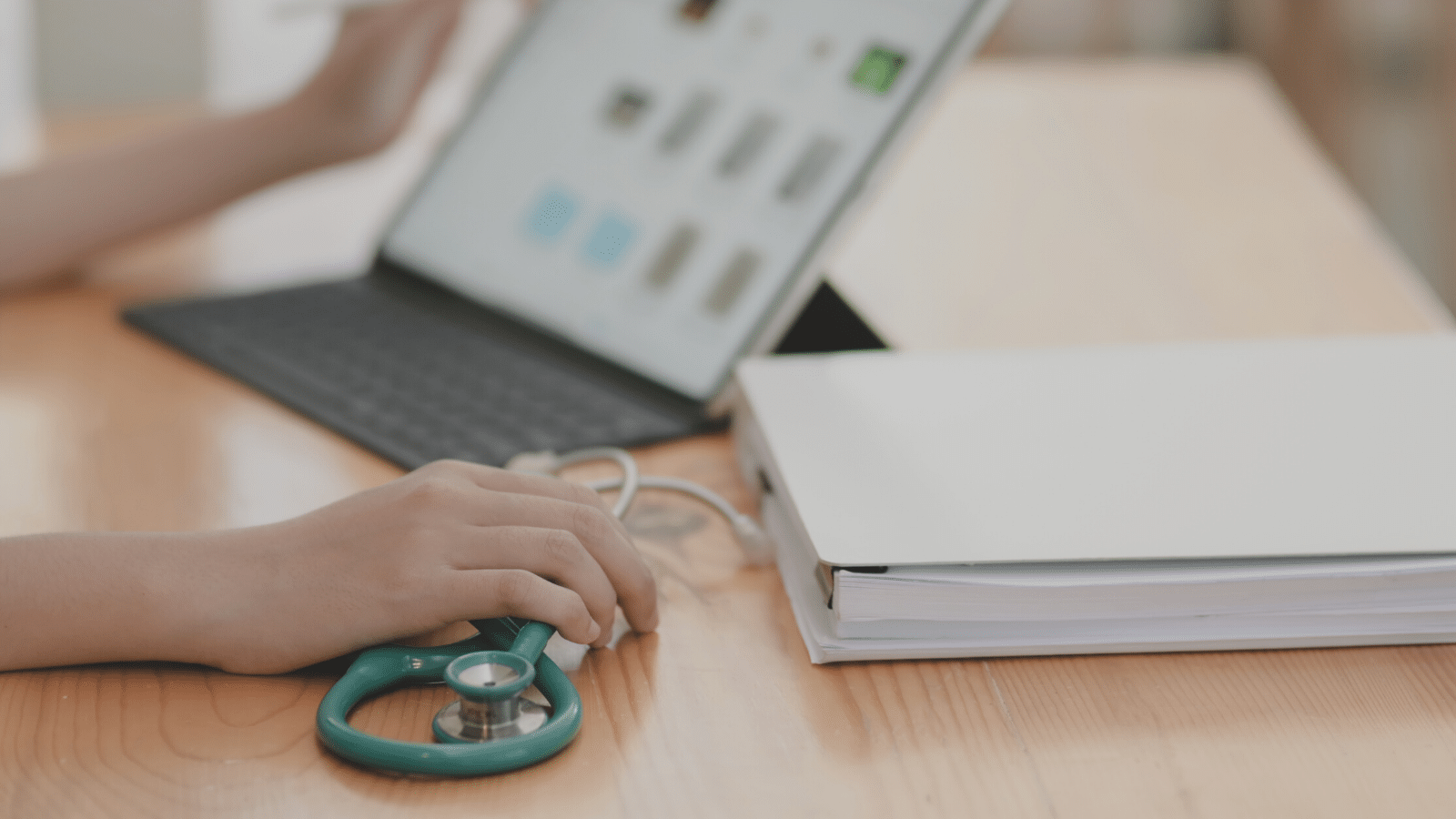 healthcare worker using tablet