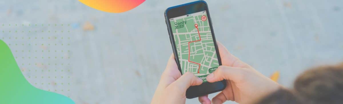 person using phone gps