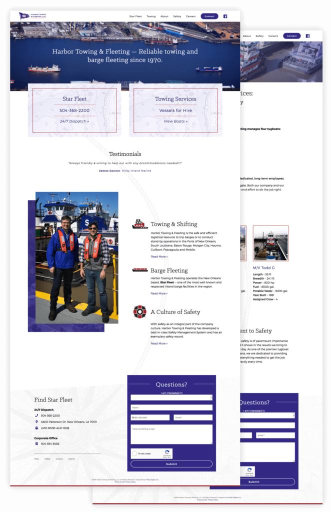 Harbor Towing mockup of site