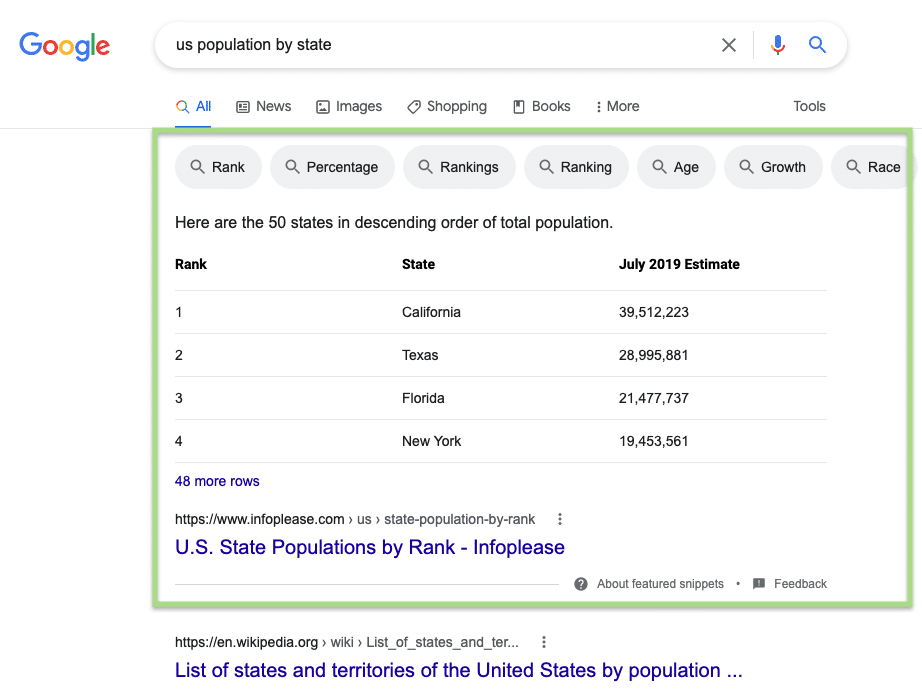 dataset structured data screenshot