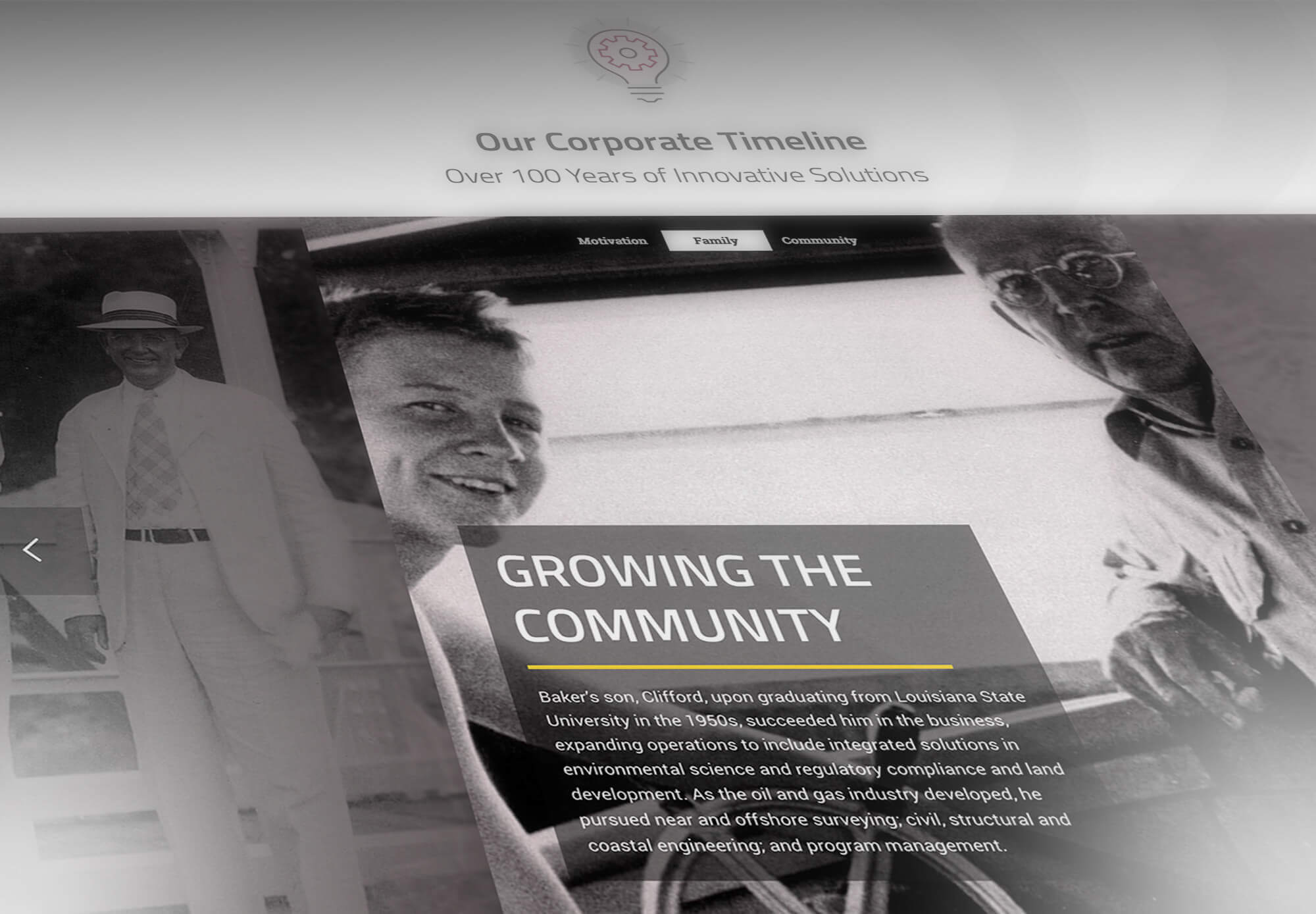 T Baker Smith Corporate Timeline Screenshot