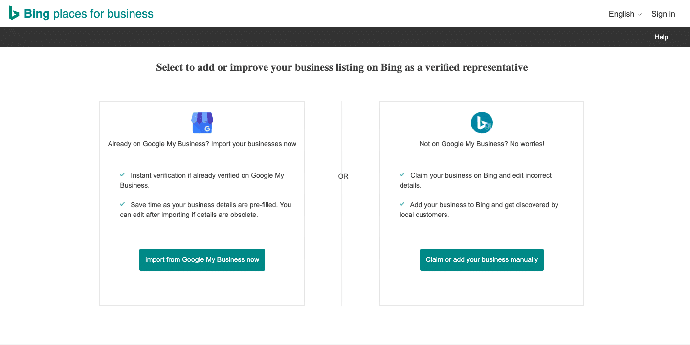 bing places set up