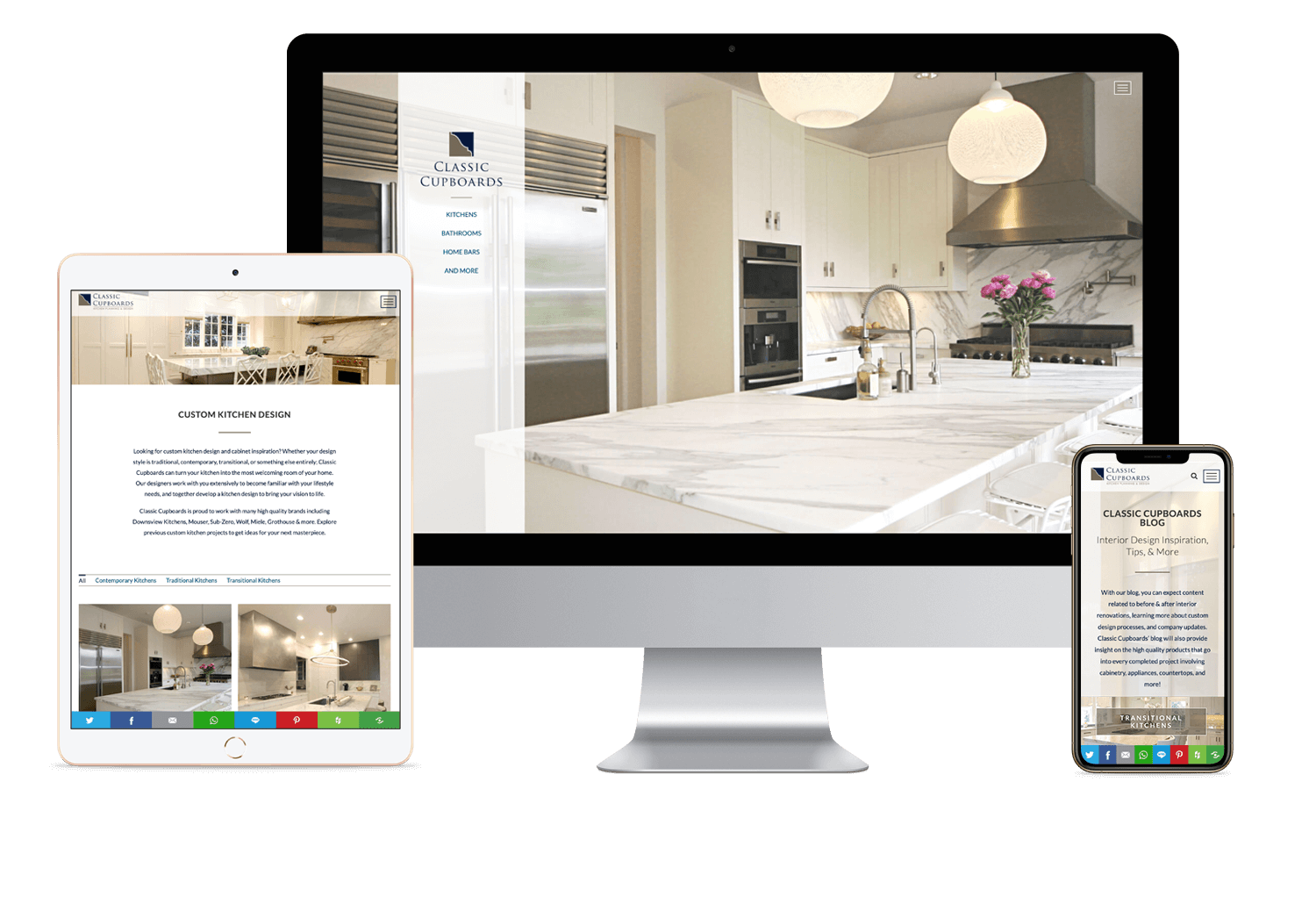 Classic Cupboards website flat design screens