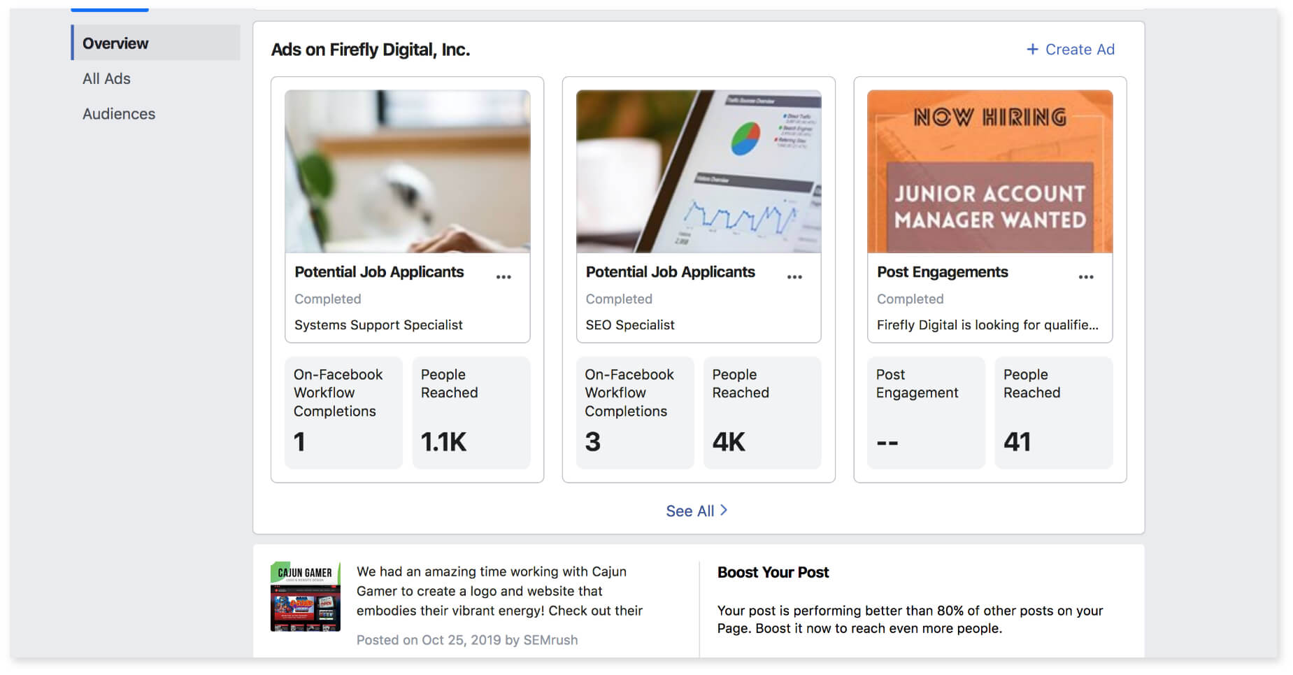 facebook ad center