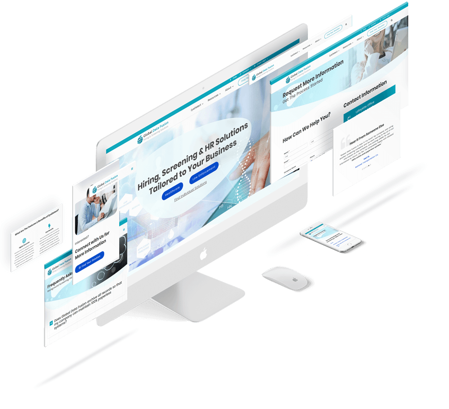 Global Data Fusion website design mockup dissected