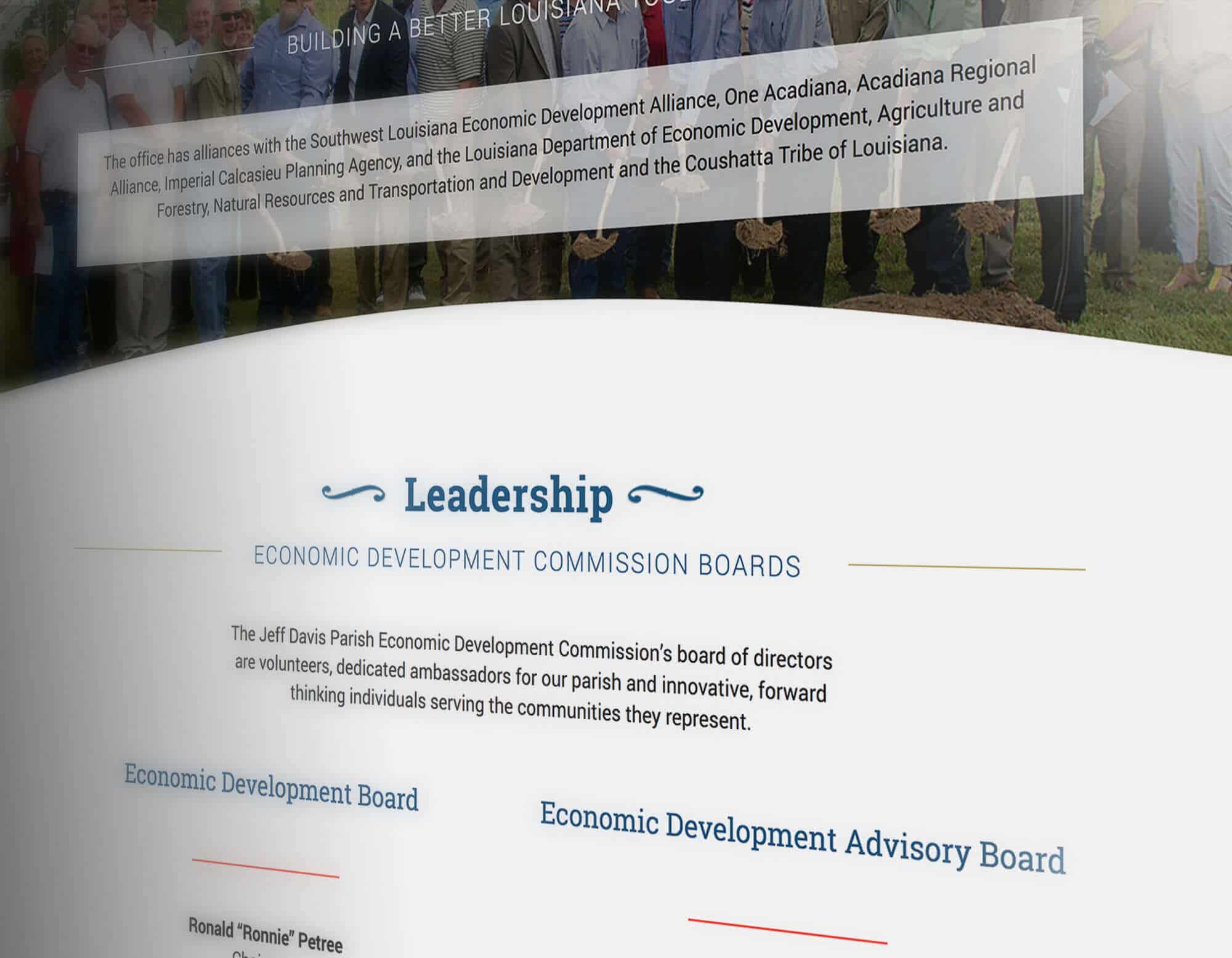 Website Design Services for Jeff Davis Parish key leadership page