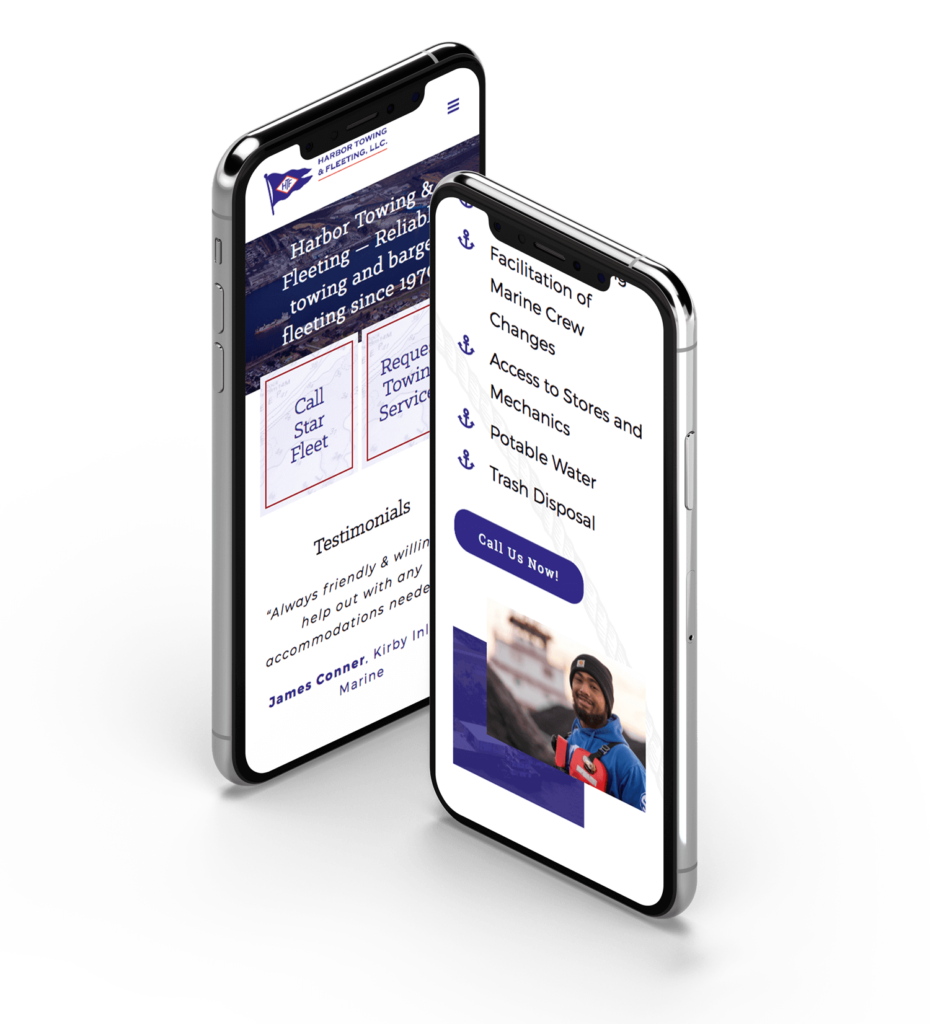 Phone mockup of harbor towing